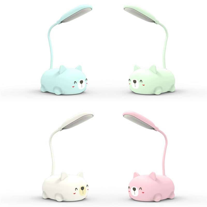 Cartoon Cat Design LED Eye Protection Reading Lamp USB Rechargeable Desk Lamp(White)
