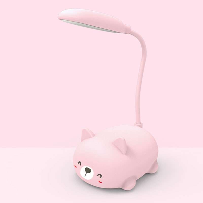 Cartoon Cat Design LED Eye Protection Reading Lamp USB Rechargeable Desk Lamp(White)