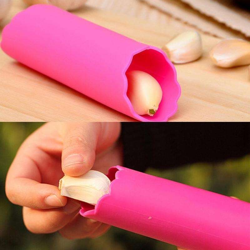 2 PCS Kitchen Peeling Garlic Press Garlic Peeler Does Not Hurt the Hand Silicone Garlic Peeler(Red)