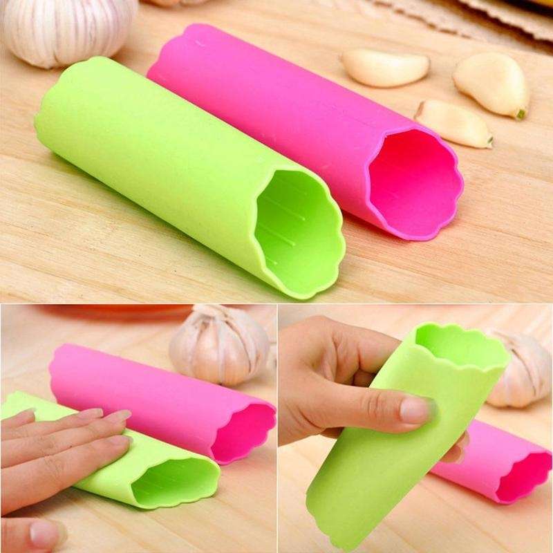 2 PCS Kitchen Peeling Garlic Press Garlic Peeler Does Not Hurt the Hand Silicone Garlic Peeler(Red)
