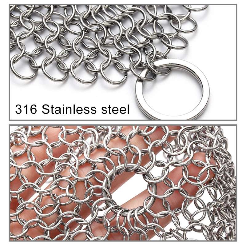 Stainless Steel Square Cast Iron Cleaner Pot Brush Scrubber Home Cookware Kitchen Cleaning Tool, Siz