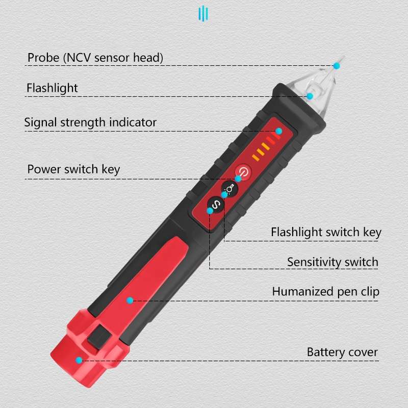 ANENG Non-contact Smart Electric Pen Home Induction Sound And Light Alarm Electric Pen(Red)