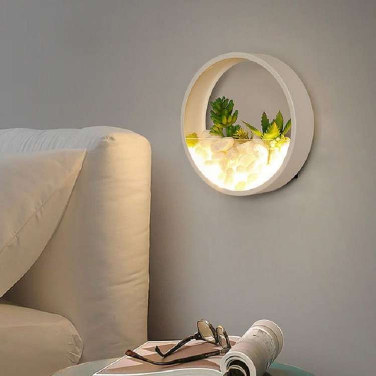 Living Room Background Wall Bedroom Bedside Round Succulent Garden Decorative Wall Lamp, Size:30 x 5