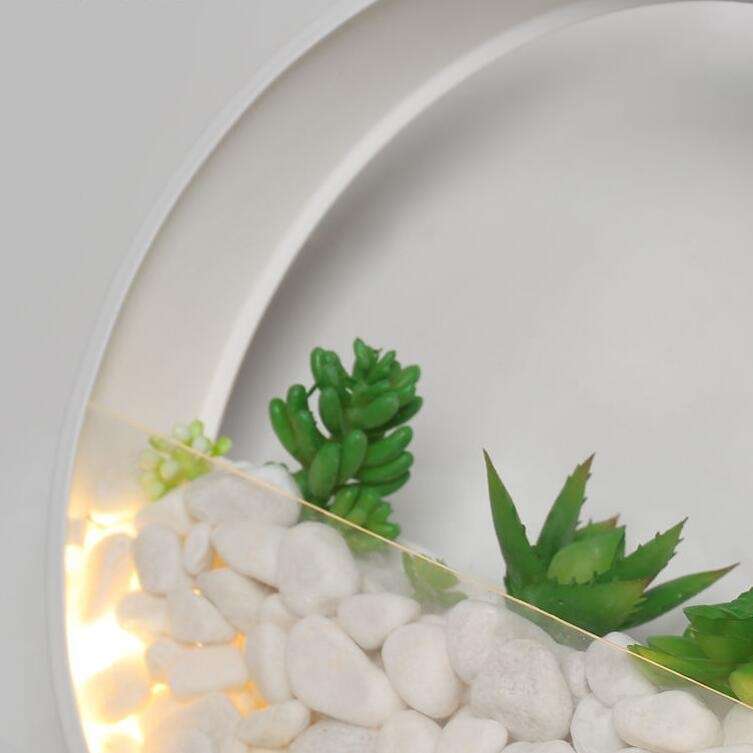 Living Room Background Wall Bedroom Bedside Round Succulent Garden Decorative Wall Lamp, Size:30 x 5