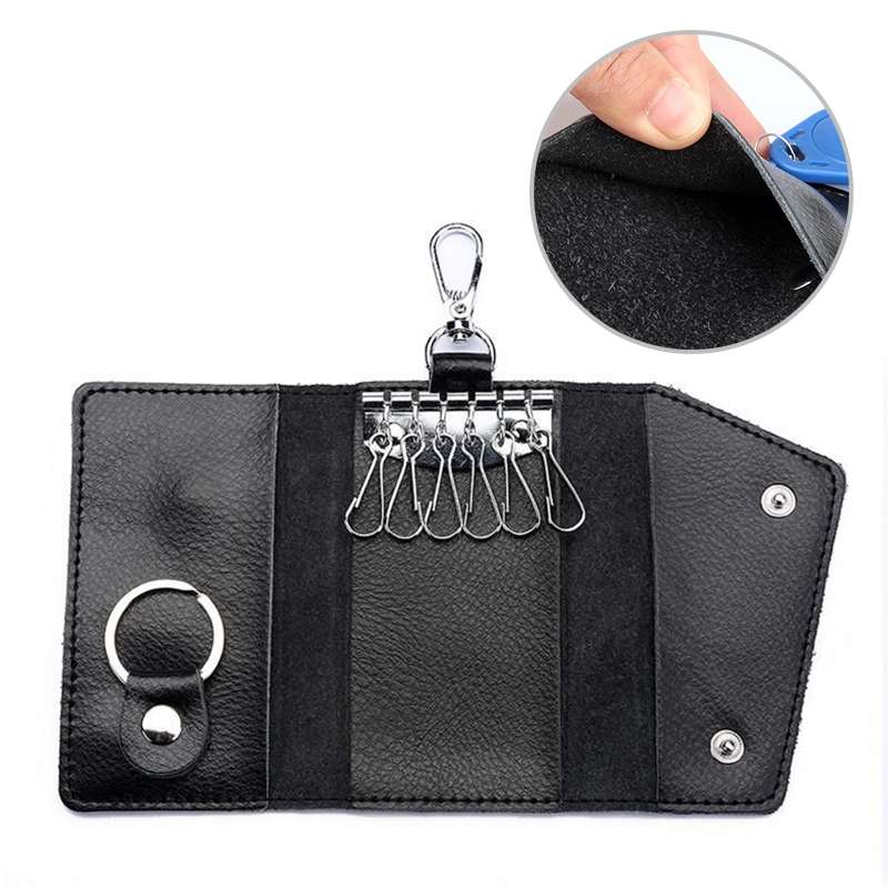Multifunctional Litchi Texture Leather Keychain Bag Car Key Bag(Blue)