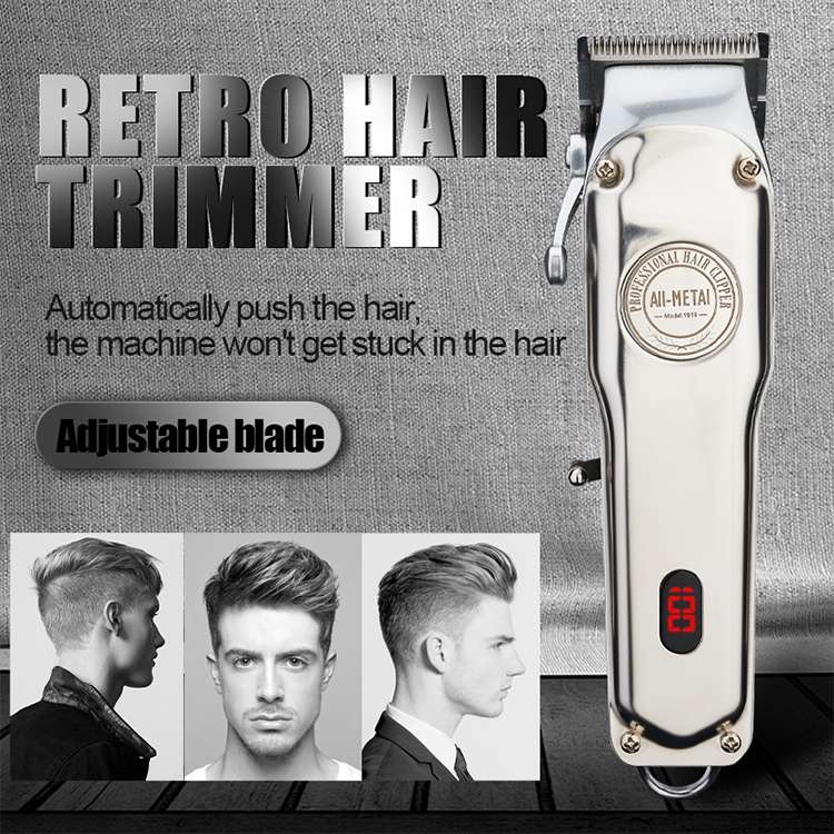Retro Oil Head Electric Pusher Strong Power Electric Fader LCD Digital Display Rechargeable Hair Cli