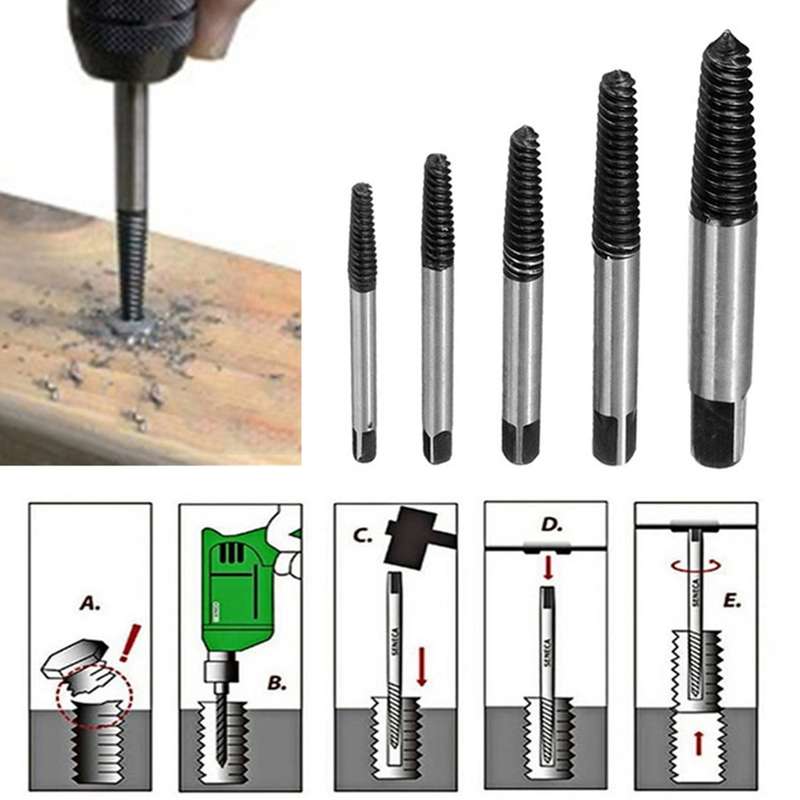 Broken Wire Broken Nail Screw Extractor, Specification:5-piece Set