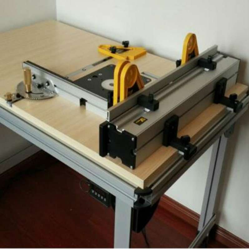 Woodworking Pusher Slide Ruler Woodworking Table Saw Measuring Tool, Style:Copper Handle + Tenon + L
