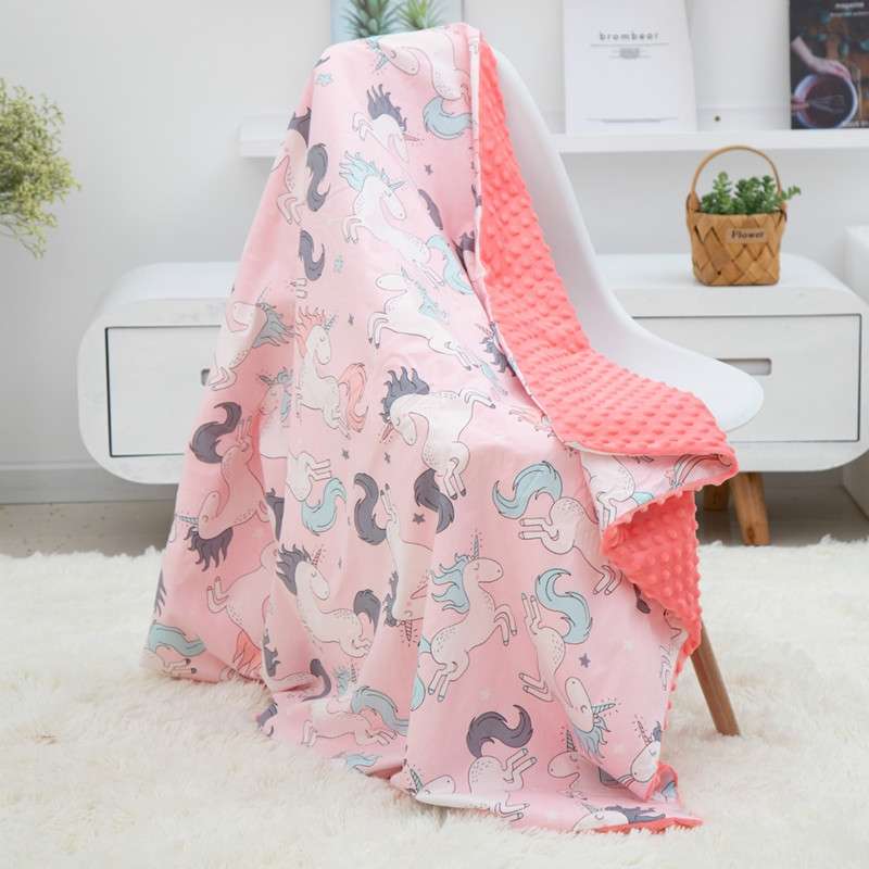Cotton Cartoon Baby Comforting Quilt Washable Trolley Cover Blanket(Magic Elf)