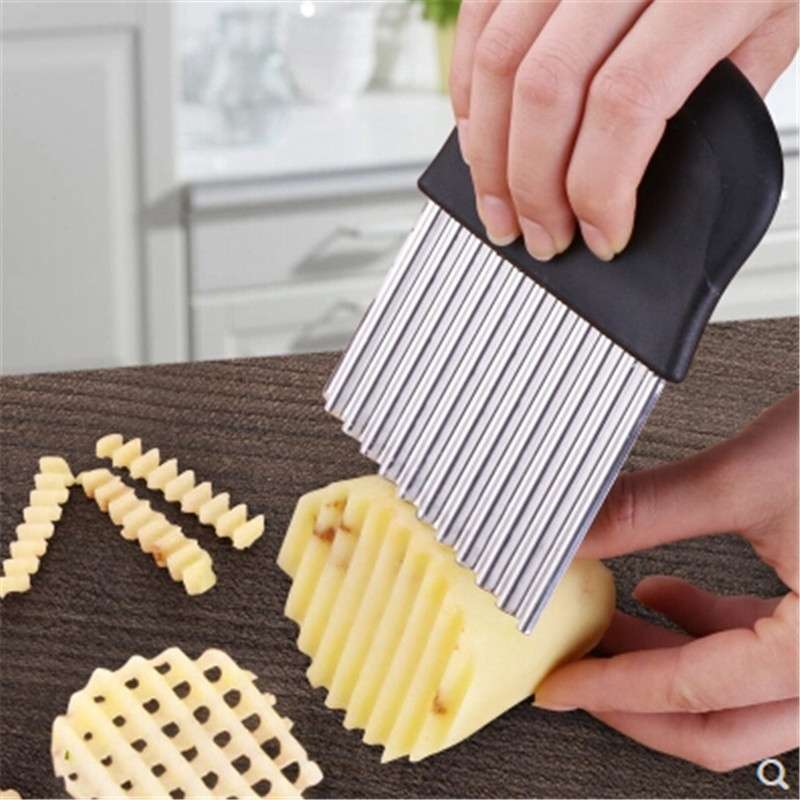 French Fries Cut Stainless Steel Saw Blade Serrated Cutter Fruit and Vegetable Tools Wave Knife Kitc
