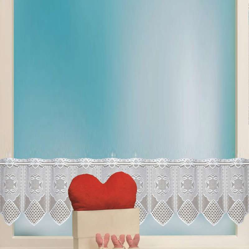 White Translucent Coffee Curtain Tulle Lace Sheer Warp Knitted Jacquard Curtains Bedroom Curtains, S