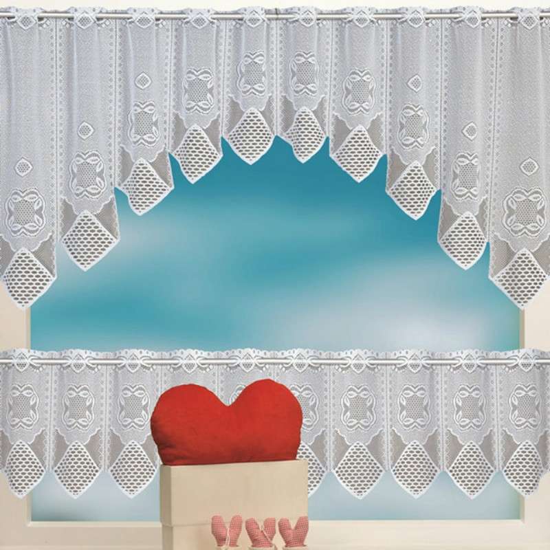 White Translucent Coffee Curtain Tulle Lace Sheer Warp Knitted Jacquard Curtains Bedroom Curtains, S