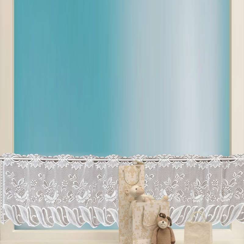 White Translucent Coffee Curtain Tulle Lace Sheer Warp Knitted Jacquard Curtains Bedroom Curtains, S