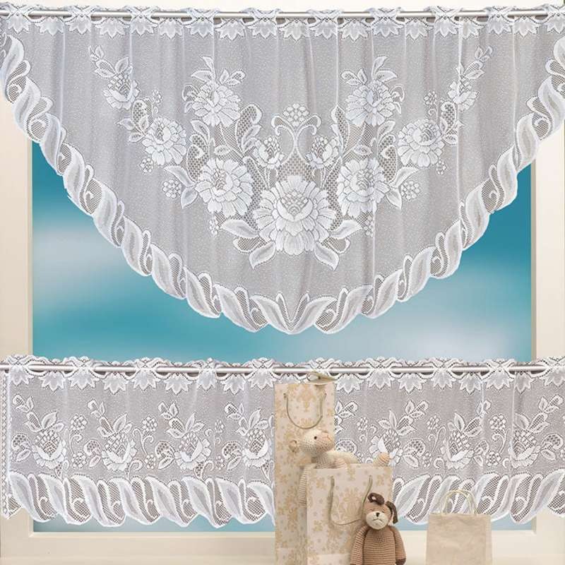 White Translucent Coffee Curtain Tulle Lace Sheer Warp Knitted Jacquard Curtains Bedroom Curtains, S