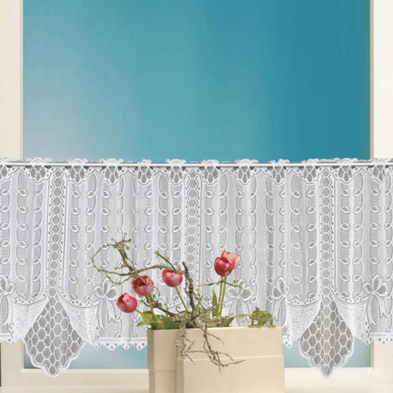 White Translucent Coffee Curtain Tulle Lace Sheer Warp Knitted Jacquard Curtains Bedroom Curtains, S