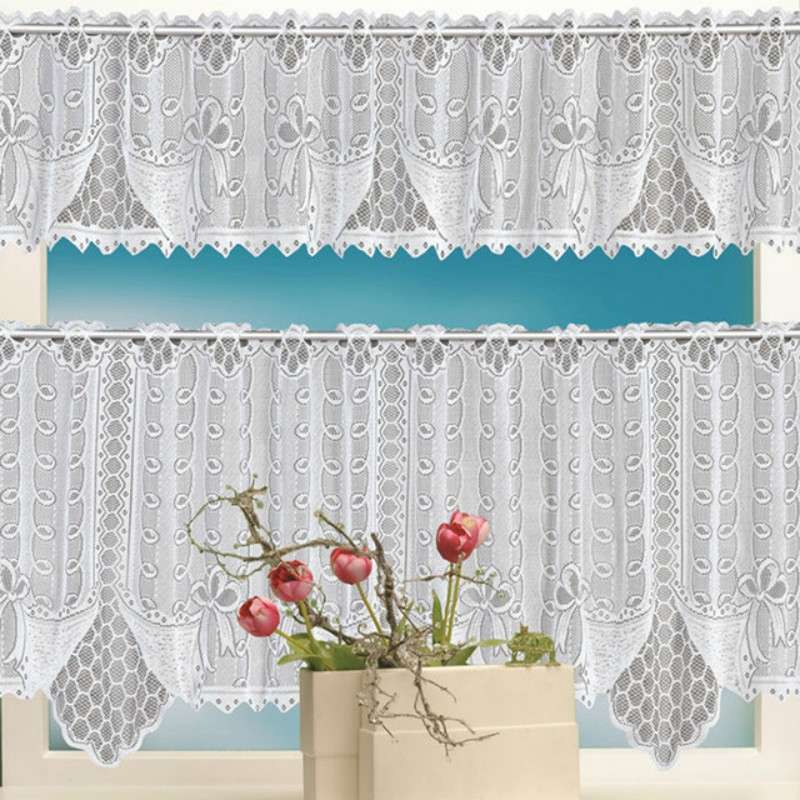 White Translucent Coffee Curtain Tulle Lace Sheer Warp Knitted Jacquard Curtains Bedroom Curtains, S