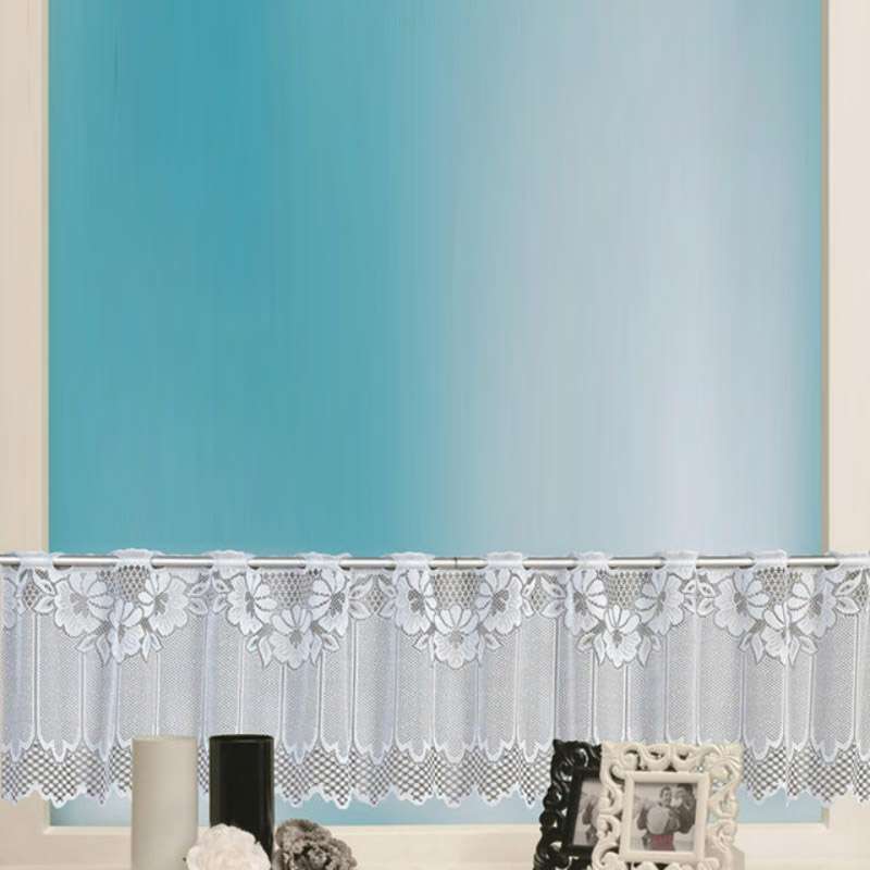 White Translucent Coffee Curtain Tulle Lace Sheer Warp Knitted Jacquard Curtains Bedroom Curtains, S
