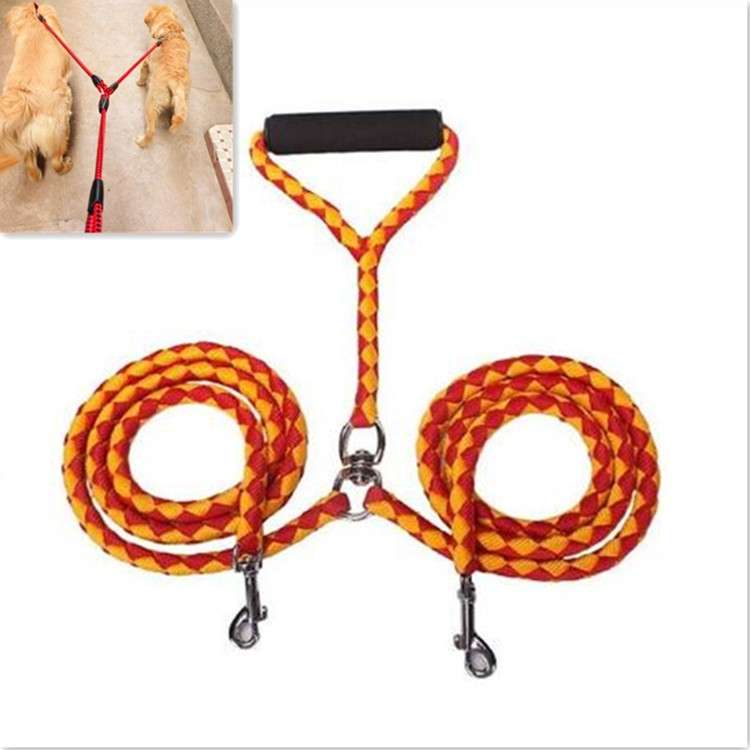 Double Dog Leashes Anti-winding Pet Traction Rope, Size:1.4m(Black)