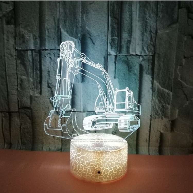 3W Excavator 3D Light Colorful Touch Control Light Creative Small Table Lamp with Black Base, Style: