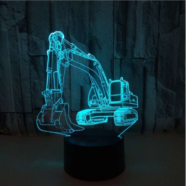 3W Excavator 3D Light Colorful Touch Control Light Creative Small Table Lamp with Black Base, Style: