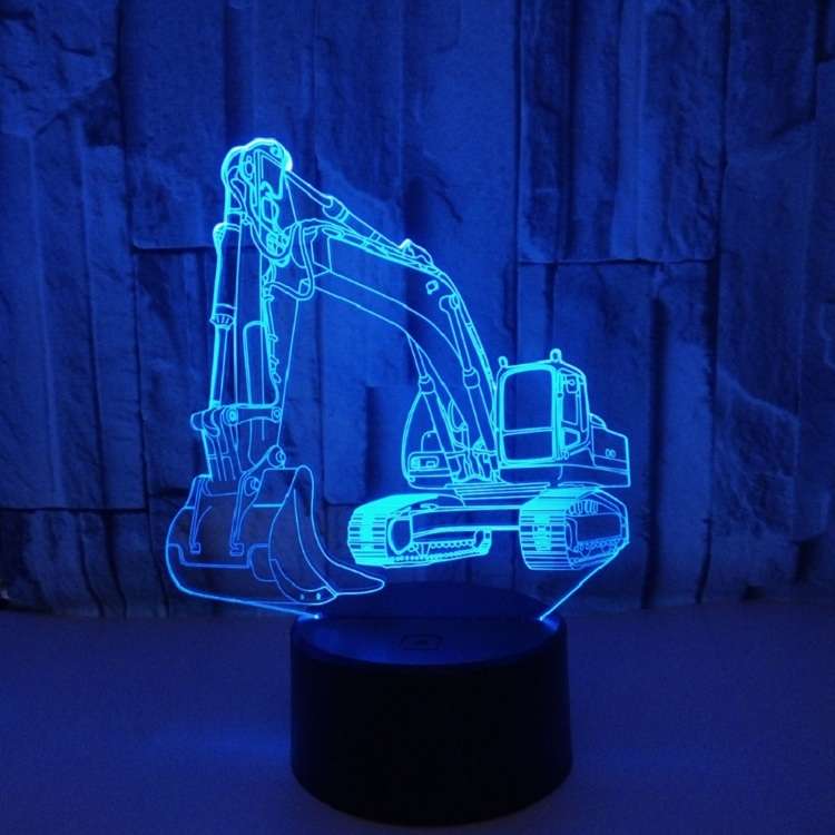 3W Excavator 3D Light Colorful Touch Control Light Creative Small Table Lamp with Black Base, Style: