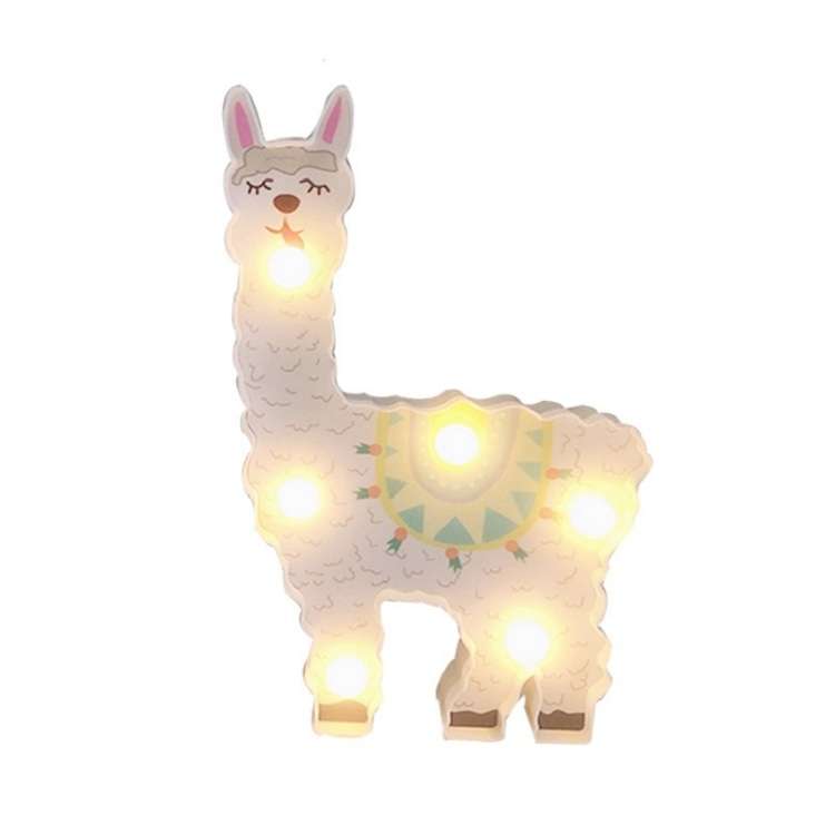LED Painted Lantern Alpaca Night Light Holiday Decoration Room Posing Style Light(White)