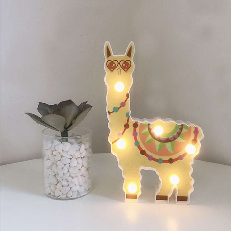 LED Painted Lantern Alpaca Night Light Holiday Decoration Room Posing Style Light(White)