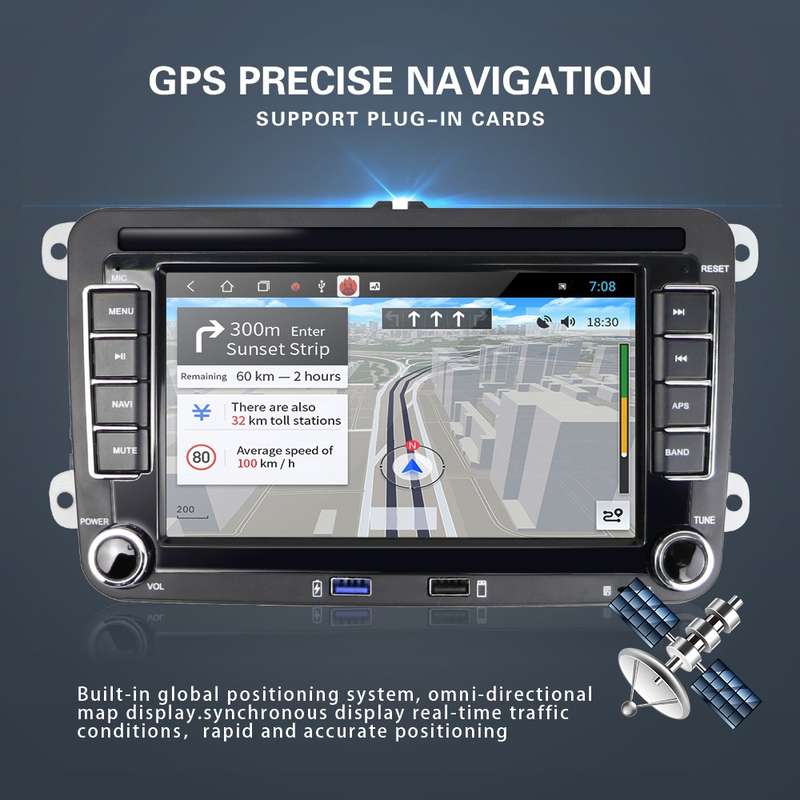 For Volkswagen Q3300KT 7-inch 1+16G Car Multimedia Player Navigation Bluetooth Reversing Integrated