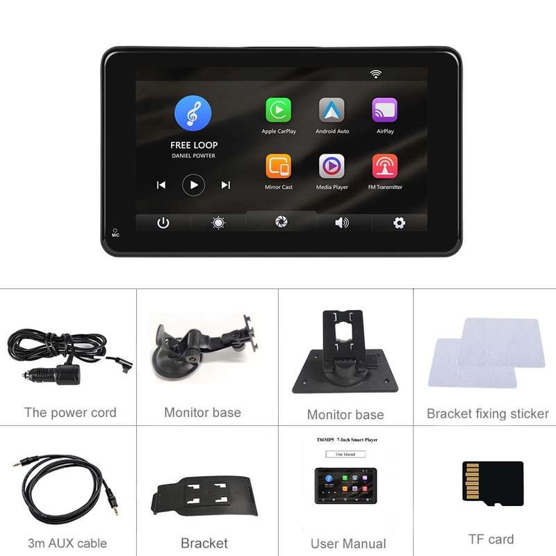 A3135 7 Inch HD Wired Smart Screen With Wireless CarPlay + Android Auto + Android With With 64G Memo