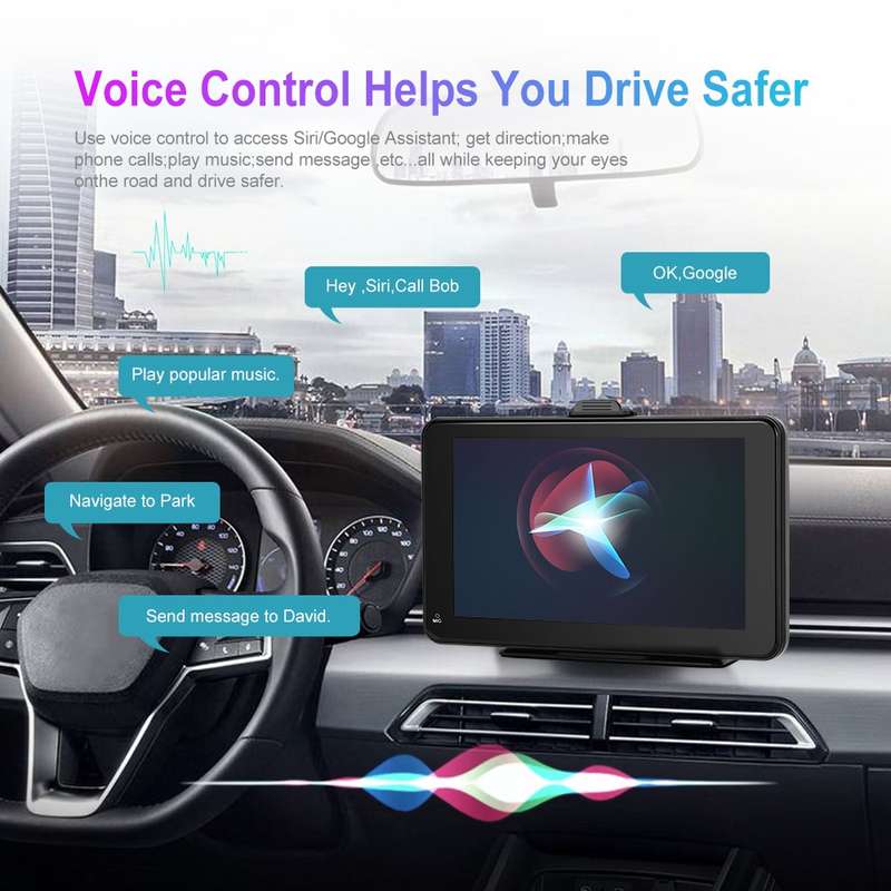 A3135 7 Inch HD Wired Smart Screen With Wireless CarPlay + Android Auto + Android With With 64G Memo