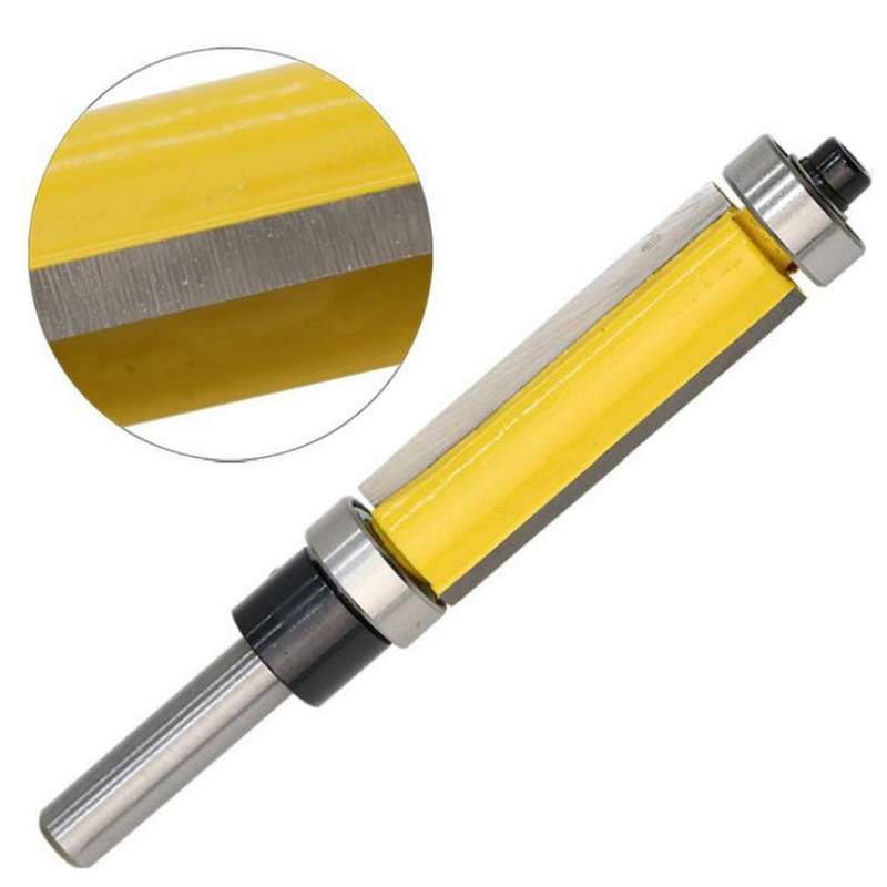 Double Bearing Trimming Knife Woodworking Milling Cutter, Style:1/4x1/2x25cm Yellow