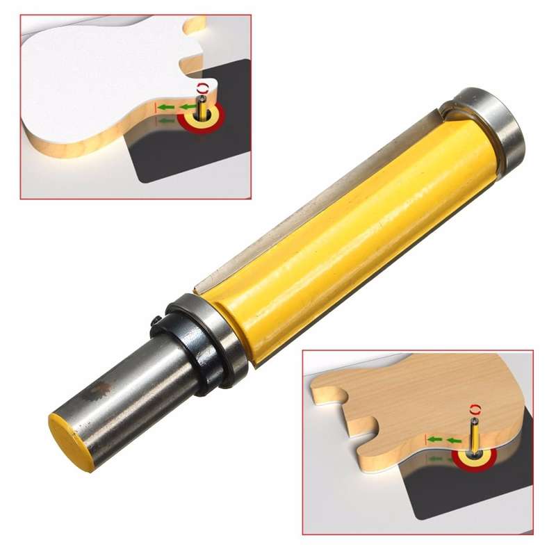 Double Bearing Trimming Knife Woodworking Milling Cutter, Style:1/4x1/2x25cm Black
