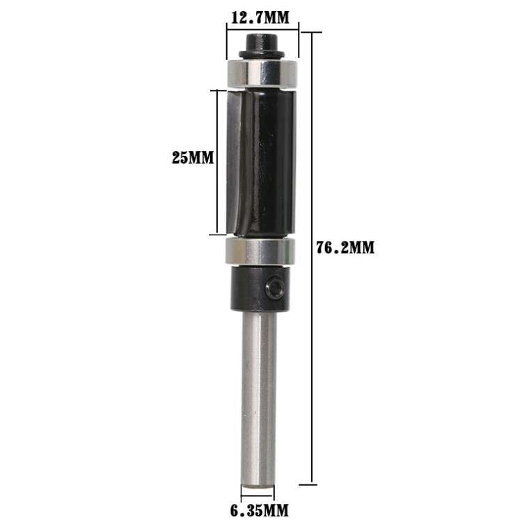Double Bearing Trimming Knife Woodworking Milling Cutter, Style:1/4x1/2x25cm Black