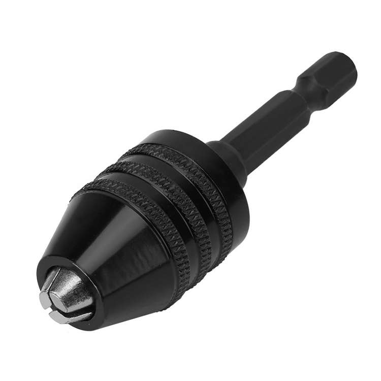 Hex Shank Mini Drill Chuck Conversion Three Jaw Chuck Power Tool, Model:Hex Shank Black Chuck (0.3-6