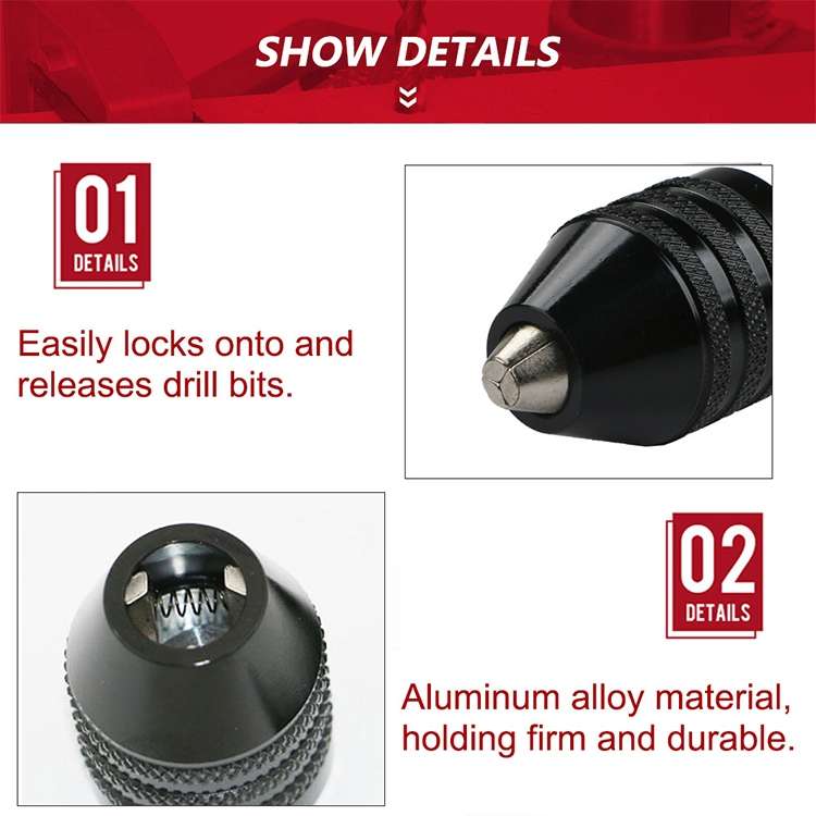 Hex Shank Mini Drill Chuck Conversion Three Jaw Chuck Power Tool, Model:3mm Round Chuck (0.3-3.4mm)