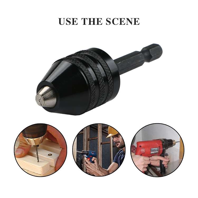 Hex Shank Mini Drill Chuck Conversion Three Jaw Chuck Power Tool, Model:3mm Round Chuck (0.3-3.4mm)