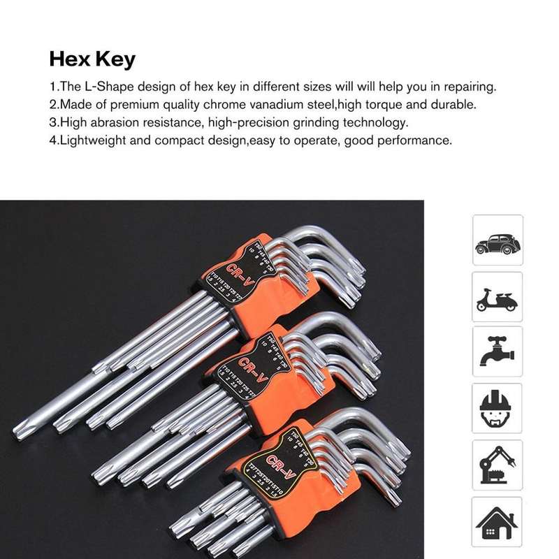 Allen Wrench Set Screwdriver Plum Blossom Multi-function Combination Tool, Style:Mito (Medium Long)