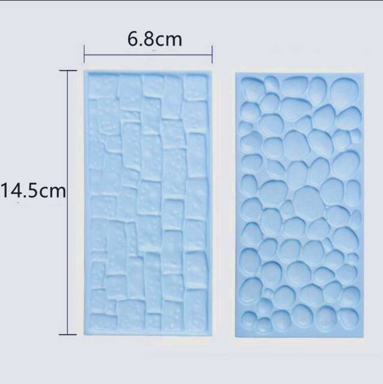 2 PCS Bark Wood Grain Fondant Printing Embossing Mold Biscuit Baking Mold Tool(Pebble)