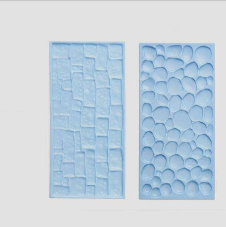 2 PCS Bark Wood Grain Fondant Printing Embossing Mold Biscuit Baking Mold Tool(Pebble)