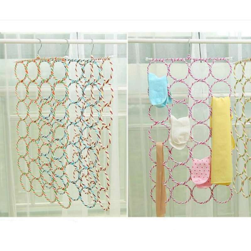 Multi-functional Foldable 28-ring Scarf Stand Random Color Delivery(Colorful)