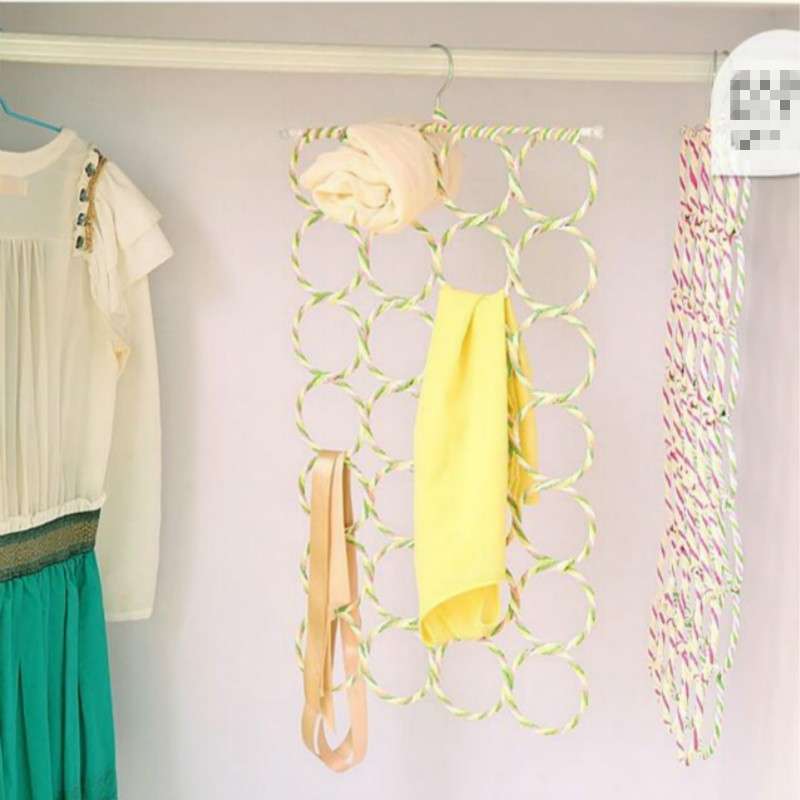 Multi-functional Foldable 28-ring Scarf Stand Random Color Delivery(Colorful)