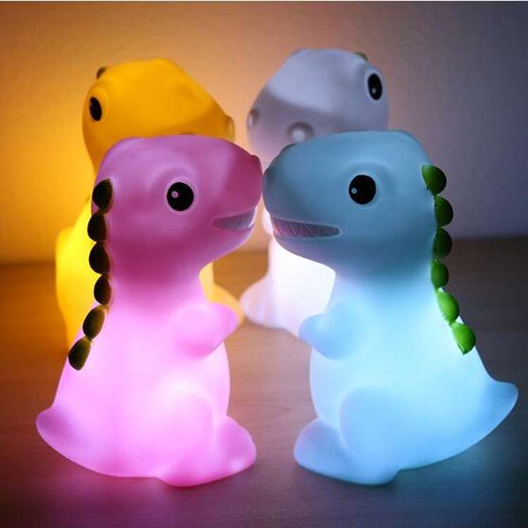 3 PCS Eco-friendly Silicone LED Dinosaur Colorful Soft Light Home Electronic Night Light(White)