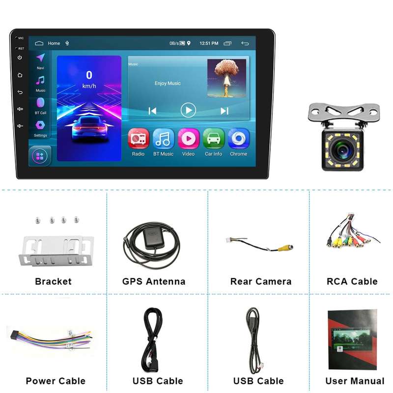 A3196 10 Inch Car Android Large Screen Navigation Central Control Screen 2+64G Player with CarPlay,
