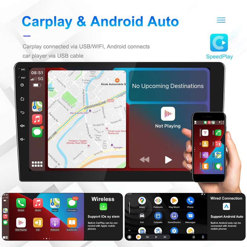 A3196 10 Inch Car Android Large Screen Navigation Central Control Screen 2+64G Player with CarPlay,
