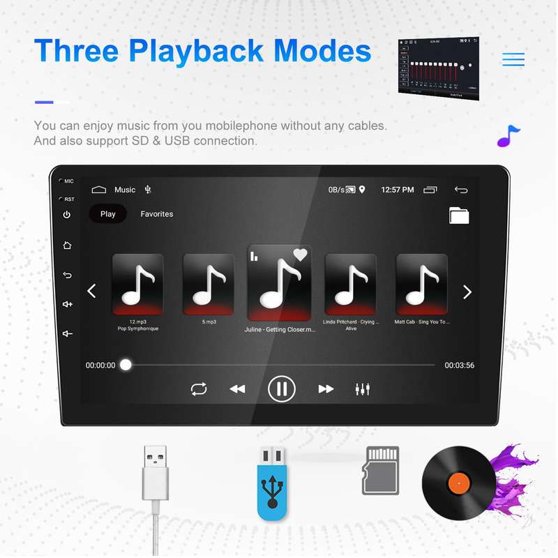 A3196 10 Inch Car Android Large Screen Navigation Central Control Screen 2+64G Player with CarPlay,