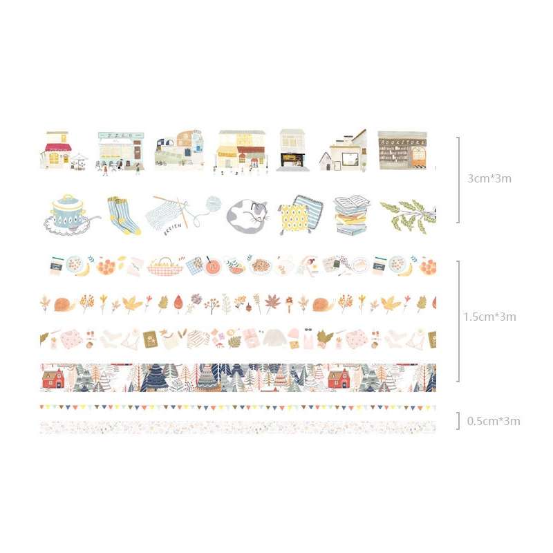 8 Roll / Box Paper Tape Basic Handbook Material Set Small Fresh Girl DIY Decorative Tape Antique Han