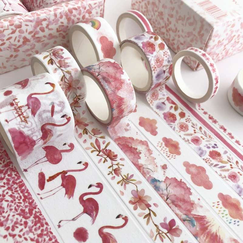 8 Roll / Box Paper Tape Basic Handbook Material Set Small Fresh Girl DIY Decorative Tape Antique Han