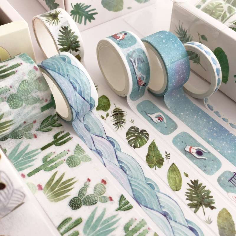 8 Roll / Box Paper Tape Basic Handbook Material Set Small Fresh Girl DIY Decorative Tape Antique Han