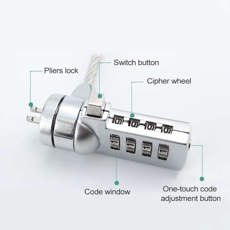 Four Digit Computer Lock Notebook Universal Anti-theft Password Lock, Size:Diameter 3.5 mm Length 1.