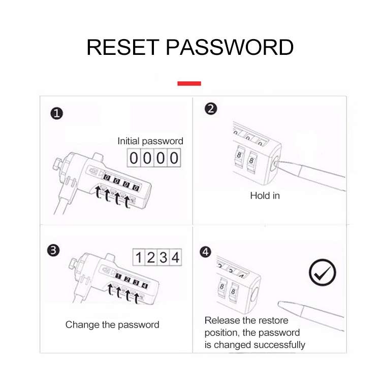 Four Digit Computer Lock Notebook Universal Anti-theft Password Lock, Size:Diameter 3.5 mm Length 1.